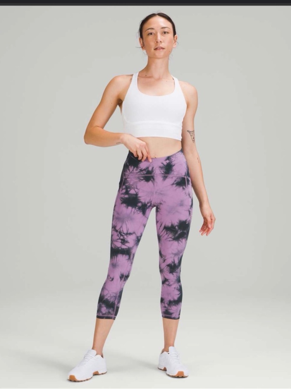 NWT Lululemon Power Thru High-Rise Crop 24"
Over Tie Dye Purple Graphite